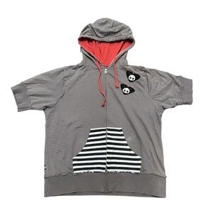 Vintage Y2K Skelanimals Goth Zip Up Short Sleeve Hoodie